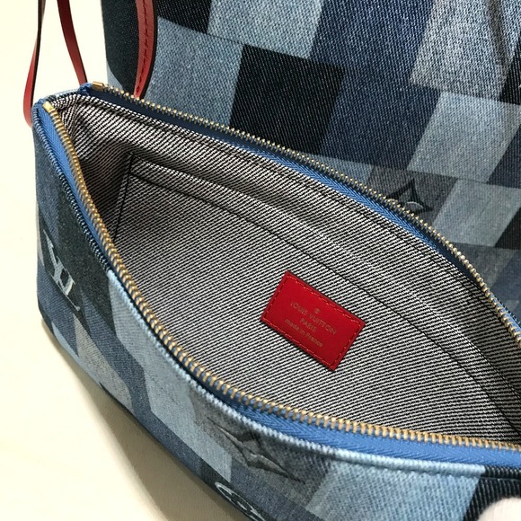 Louis Vuitton Patchwork Neverfull MM Shoulder Bag Denim Blue - Picture 3 of 4